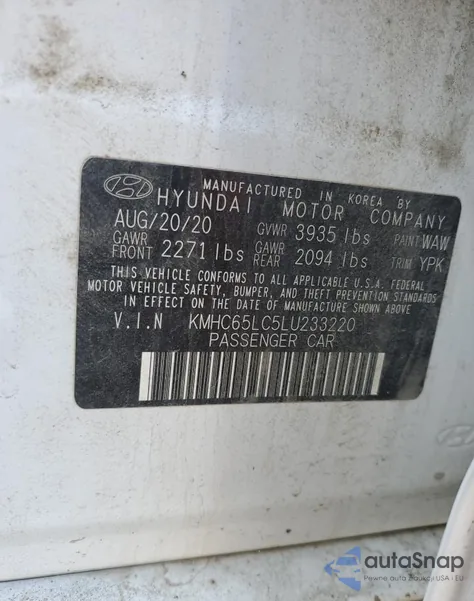 2020 Hyundai Ioniq Blue from USA, damaged, VIN KMHC65LC5LU233220